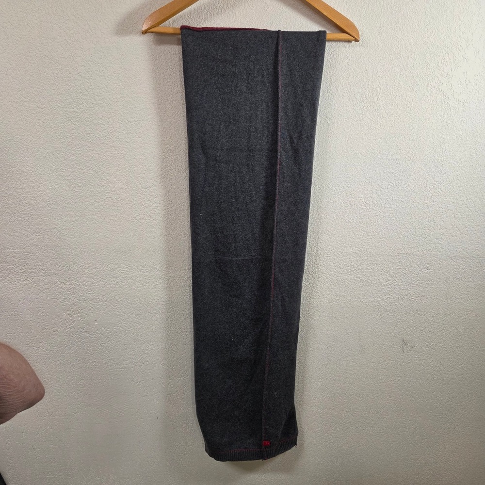 Gap Product Red Charcoal Gray Cashmere Blend Knit Scarf 11x76 Unisex